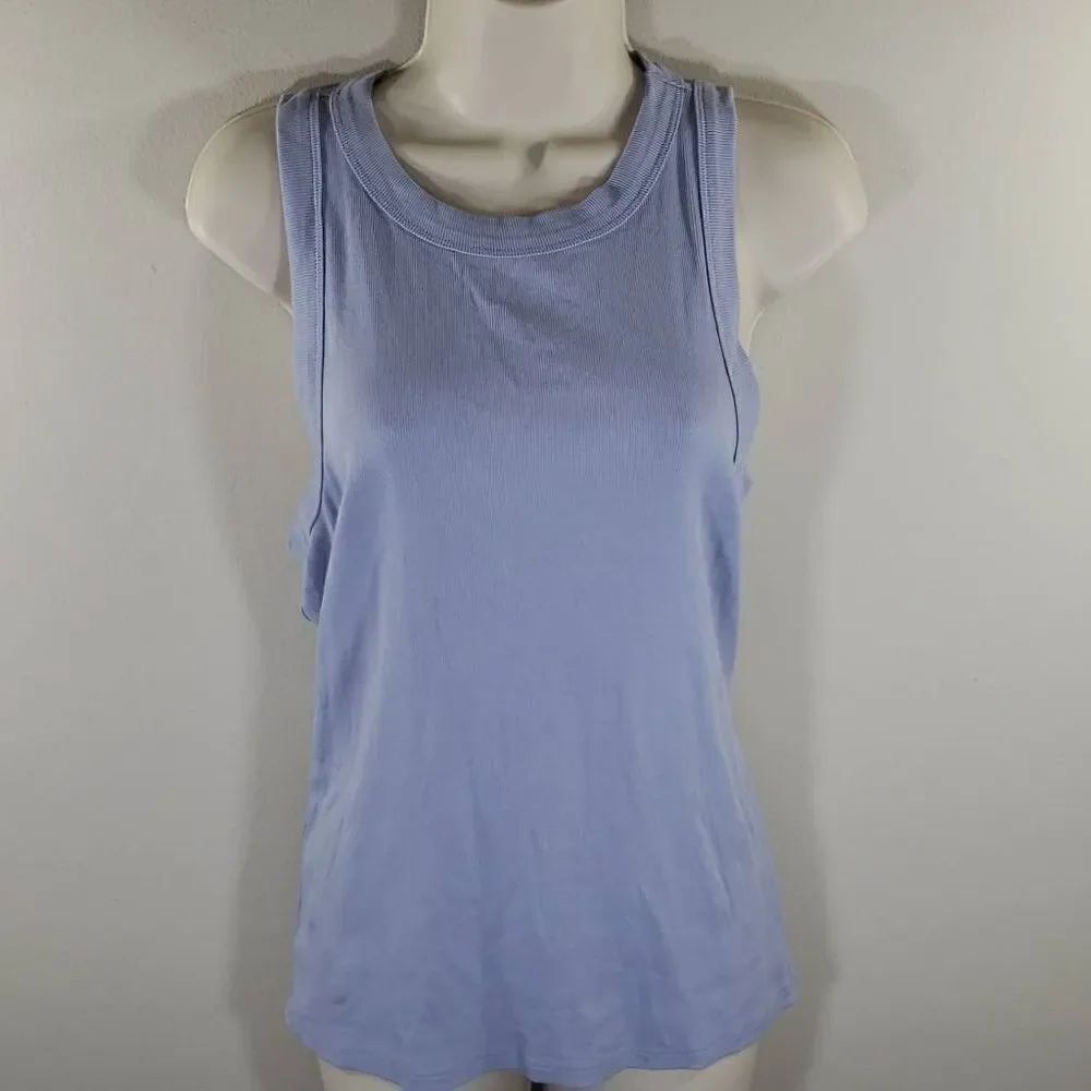 Madewell Women Sleeveless Stretch Tank Top Scoop Neck Light Blue XL